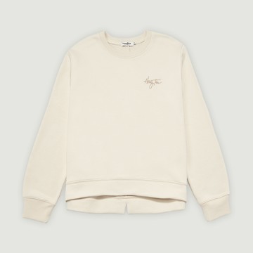 Hang Ten- 刷毛刺繡大學T-女(珍珠白)