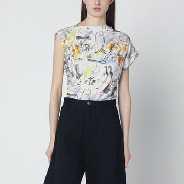 Hebo asymmetric T-shirt with Wonderland print