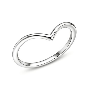 AchiCat．925純銀戒指．簡單愛．V形．素面．淑女尾戒．防小人戒指．生日禮物．AS21009