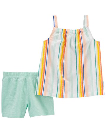 Baby 2-Piece Striped Linen Tank & Short Set