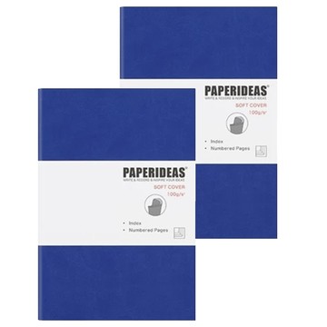 PAPERIDEAS 軟皮筆記本 A5 188頁 100g 索引頁 頁碼  寶藍色  2本
