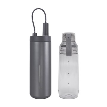 WOKY 純鈦Ti遛遛杯750ml(附Tritan彈跳粗吸管)+透明瓶600ml