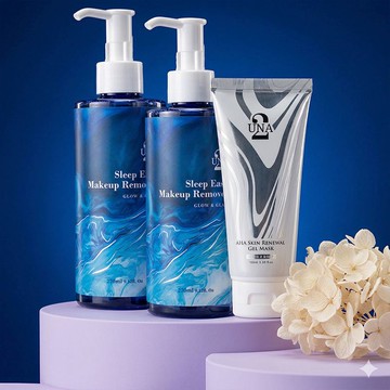 【81折】4%鎂消水好睡洗卸露270ml*2+果潤煥膚極光面膜100ml*1 - UNA ၄၃母親節၄၃