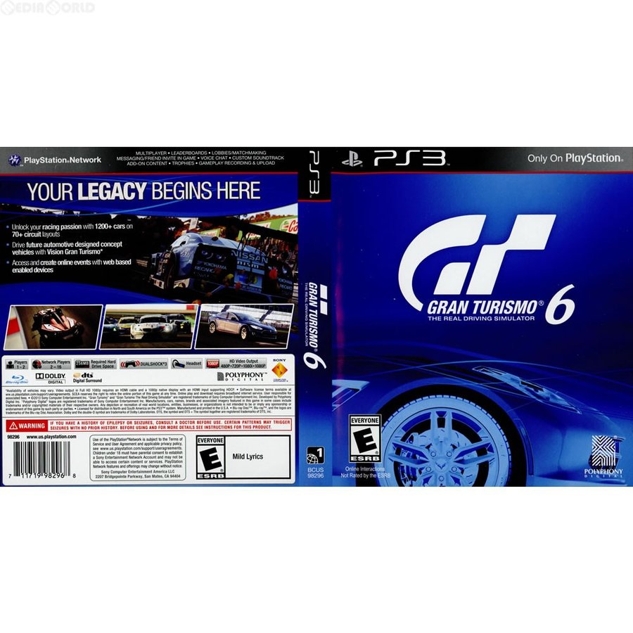 『中古即納』{PS3}Gran Turismo 6(グランツーリスモ6)(海外版 