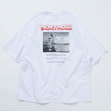 FREAK'S STORE DISNEY（迪士尼） ミッキーマウス 單色背面印花 圓領 T恤 Scene款
