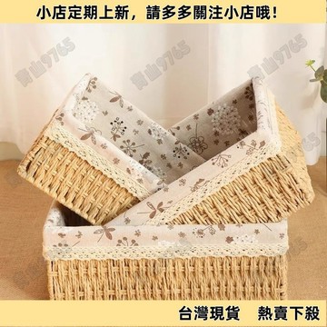 【新品上架】編織收納筐桌面茶幾收納盒衣服化妝品收納箱藤編籃儲物盒收納神器家居生活抖音同款小紅書同款