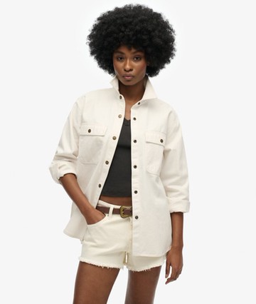 Superdry Women's Workwear Overshirt White Size: 10