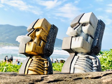 摩艾石像面紙盒-半剖款