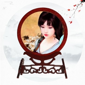 新中式木質相框擺臺七寸創意實木照片架寫真中國風結婚相片架禮物