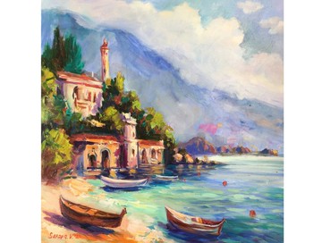 加爾達島風景畫 原創海景畫 義大利