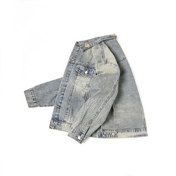 【巴黎精品】現貨+預購 美式牛仔外套丹寧夾克經典牛仔襯衫休閒上衣-仿舊刷白寬版男外套a1en27