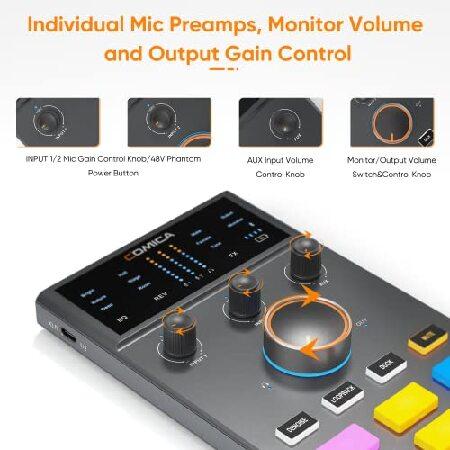 Comica ADCaster C1 K1 Podcast Equipment Bundle USB Audio Interface with Dual XLR Input, Voice Changer, Mic Preamp, 48kHz 24bit XLR Condenser Mic f