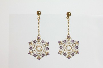 串珠雪花耳環 小號吊墜耳環 精緻串珠編織耳環