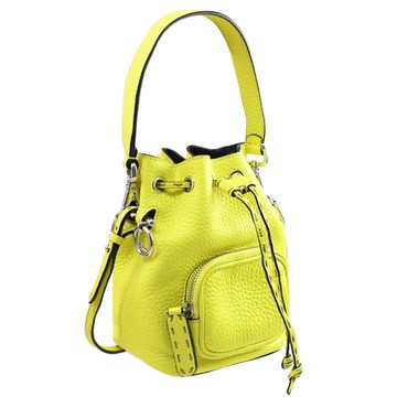 FENDI 8BS029 品牌束口迷你兩用水桶包.螢光黃