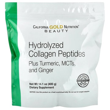 California Gold Nutrition, 水解膠原蛋白肽，含姜黃、中鏈甘油三酯和姜，14.1 盎司（400 克）