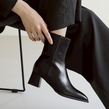 [SAPPUN] Lamiel 方頭粗跟短靴 (5cm)