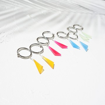 SV925SF * Yellow Chalcedony Triangle 穿孔耳環/耳環