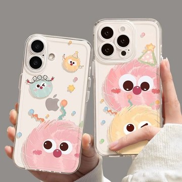✨限時下殺✨可愛煤球手機殻適用iPhone16promax蘋果15Pro/14透明XS軟殻7/8P