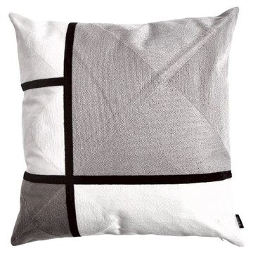 HOLA 和樂家居 五方格滿版繡花抱枕  50 x 50 x 10cm  卵灰白