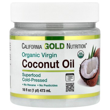 California Gold Nutrition, SuperFood，冷榨有機初榨椰子油，16 液量盎司（473 毫升）