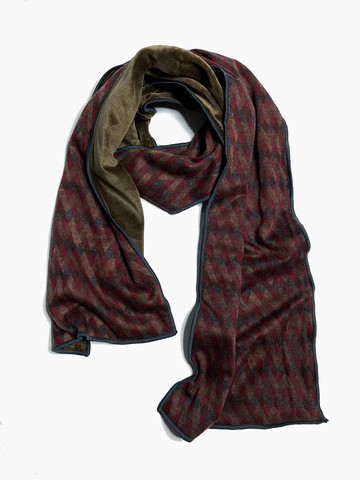 棉絨 / 收藏老布 英風復古菱格圍巾