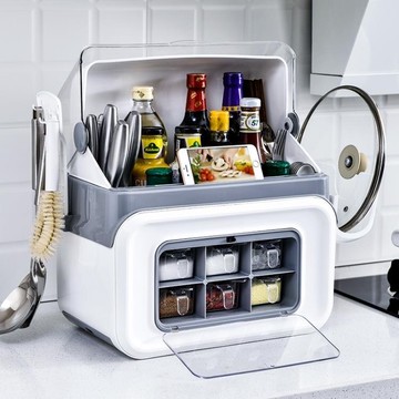 家用帶防塵蓋大號調味料用品置物架放佐料收納多功能盒調料盒套裝 ATF 免運 開發票