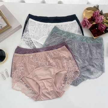 中高腰內褲-曦光花影-美型蕾絲柔膚透氣內褲(6色M-3XL)