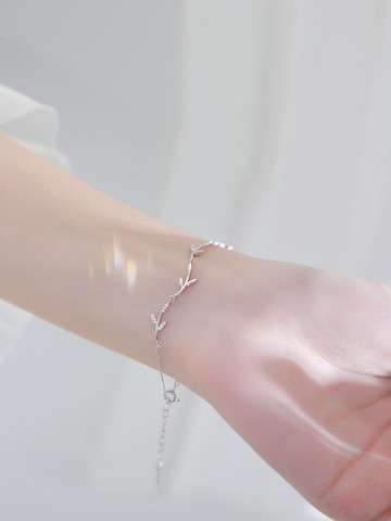 Z小姐枝芽手鏈ins小眾設計閨蜜手鏈女生森系手鏈新款女純銀