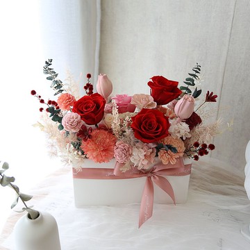 T60紅色系永生花桌花 / 永生花盆花