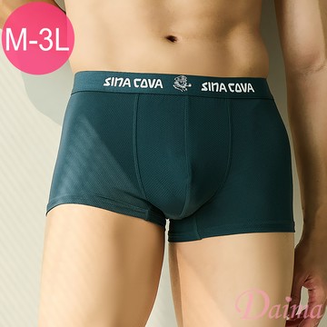 男內褲 (M-3L)網眼彈性貼身男平口褲_綠色#105