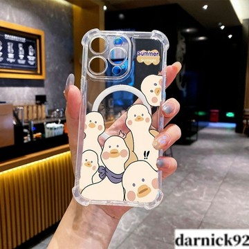 一群鴨子磁吸充電四角氣墊超級防摔i16PROMAX 蘋果iPhone15 14 13 12 11保護殼