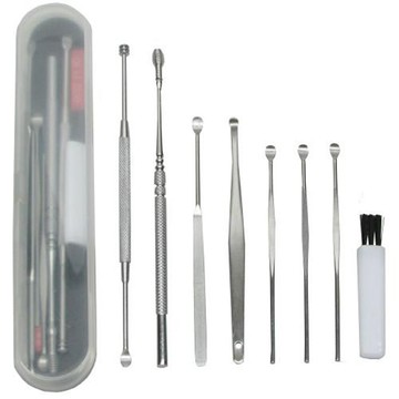 月陽8件式不銹鋼彈力螺旋安全耳勺耳扒棒組(E89S)