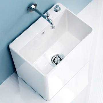 優樂悅~北歐家用陶瓷拖把池陽臺衛生間薄窄拖布盆戶外庭院大號小號墩布槽