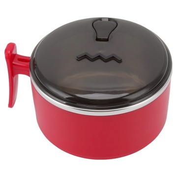 葉子小舖 瀝水不鏽鋼多功能泡麵碗 1L  紅色  1個
