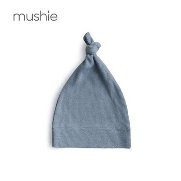 【mushie】新生兒羅紋扭結帽/海藍✨送禮首選✨新生禮✨彌月禮✨育兒好物