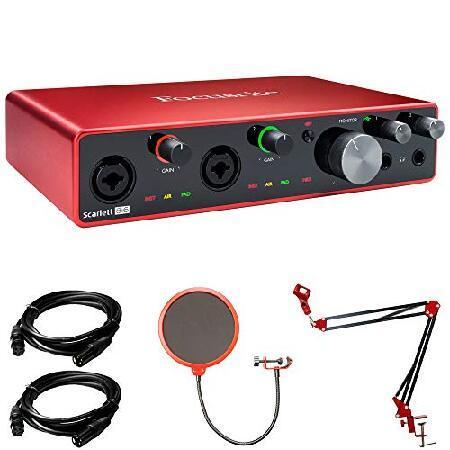 Focusrite AMS-SCARLETT-8I6-3G Scarlett 8i6 (3rd Gen) 8-in, 6-Out USB Audio Interface Bundle with 2X Deco Gear XLR Male to Female XLR Cab（並行輸入品）