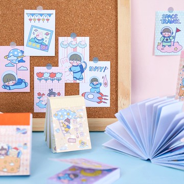 🍋檸檬青🍋現貨特價售完無補暢遊宇宙系列貼紙6款迷你卡通豆豆本50張入手帳裝飾素材