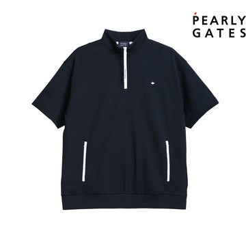 【ṔEARLY GATES】男款藏青色半開襟拉鍊防風立領衫  JGX24300