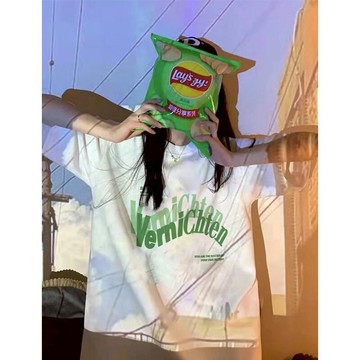 設計感oversize短袖t恤女年新款百搭寬松甜酷半袖上衣isn