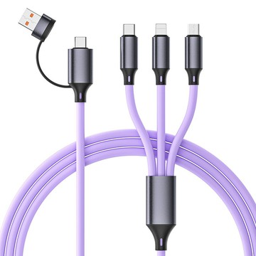 真硅膠二拖三數據線適用蘋果15華為手機快充五合一5in1快充充電線【宜家良品百貨】