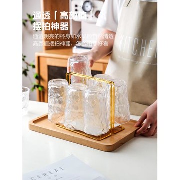 川島屋冰川玻璃杯子ins風高級感水杯茶杯家庭套裝家用網紅啤酒杯