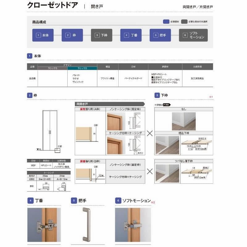 オーダーサイズ リクシル ラシッサS クローゼットドア 両開き戸 オーダーサイズ リクシル ラシッサS クローゼットドア 両開き戸