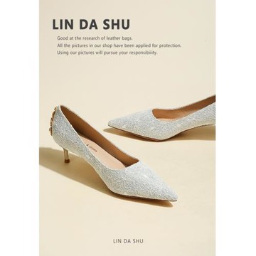 【林大叔】小眾高跟鞋女細跟主婚紗兩穿皇冠尖頭單鞋銀色水鉆婚鞋