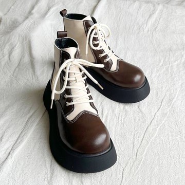 英倫風馬丁靴厚底增高鞋子女秋冬2025年新款加絨加厚棉靴復古短靴