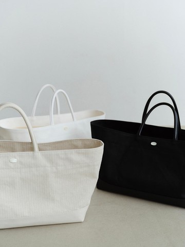 CANVAS HERRINGBONE BOAT BAG [BLACK]
