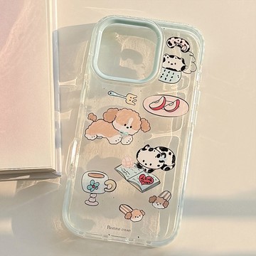 台灣出貨❤ins風塗鴉動物蘋果16手機殼iPhone15pro max適用14奶藍卡通13軟11