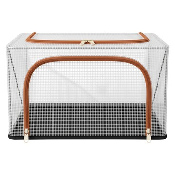 PVC網格防潑雙開可摺疊多用途收納箱 OB00236 66L + 24L  40 x 30 x 20 + 50 x 40 x 33cm  粉色  2個