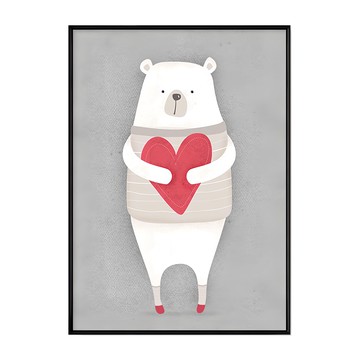 愛你哦白熊 畫框藝術品，多種尺寸可選  50 x 70cm  黑色