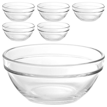 Ocean STACK 沙拉碗 弧度造型可推疊 方便收納  玻璃 透明色  6個