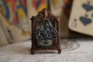 925銀撲克牌花色吊墜-黑桃 (P474) (不含項鍊)